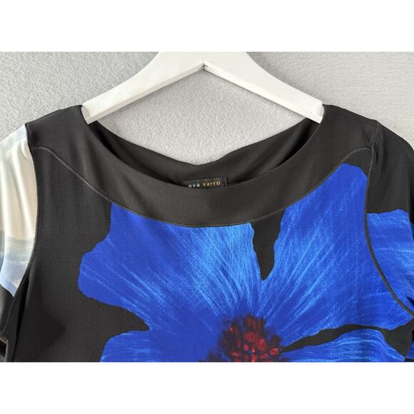 Eva Varro Tunic Top Womens Sz M Bold Floral 3/4 Sleeve Artsy Wearable Art Modern - Picture 3 of 8